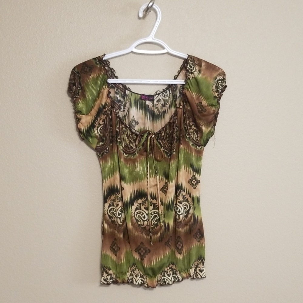 Brown and green pattern shirt
